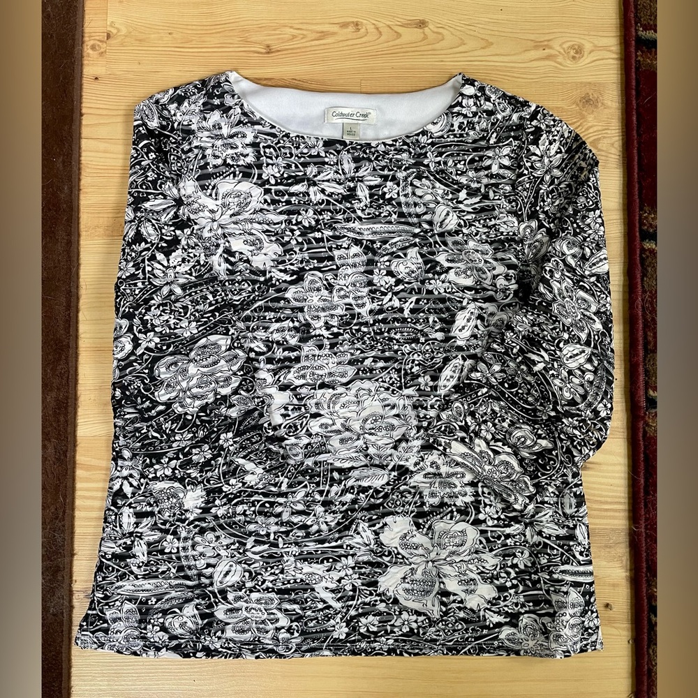 Coldwater Creek 3/4 sleeve floral shirt